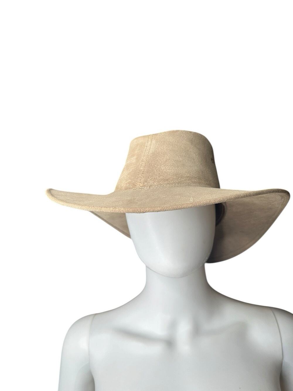OZATTS Australian Outback Bush Hat - Genuine Cowhide Leather - Tan/Beige Large